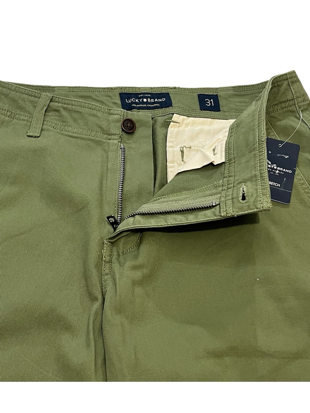 Lucky Brand Men's Chino Shorts, Flat Front, Color Olive Green, Size 31 - Picture 5 of 14